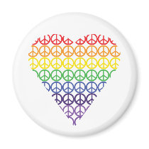 Rainbow Peace Sign Heart magnets