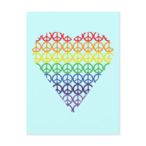 Rainbow Peace Sign Heart Post Card