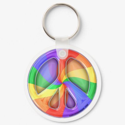 Rainbow Peace Sign Key Chain by Curious_Dreams