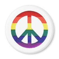 Rainbow Peace-Sign magnets by Rave_On Rainbow Peace-Sign magnets