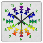 Rainbow Peace Sign Spiral Clocks