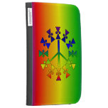 Rainbow Peace Sign Spiral Kindle Folio Cases