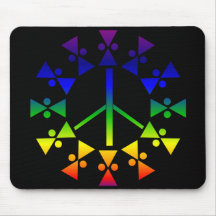 Rainbow Peace Sign Spiral Mouse Pad