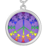 Rainbow Peace Sign Spiral Personalized Necklace