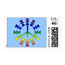 Rainbow Peace Sign Spiral Postage