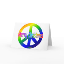 Rainbow Peace Sign with Merry Christmas! cards