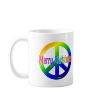 Rainbow Peace Sign with Merry Christmas! Mug