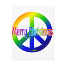 Rainbow Peace Sign with Merry Christmas! postcards by groovy_christmas Rainbow Peace Sign with Merry Christmas! postcards