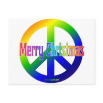 Rainbow Peace Sign with Merry Christmas! postcards
