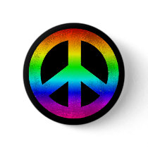 Rainbow Peace Symbol Button by turtledovecreations Rainbow Peace Symbol Button