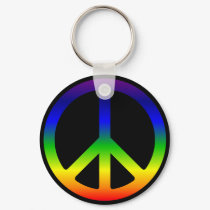 Rainbow Peace Symbol Keychain by designs4you Rainbow Peace Symbol Keychain