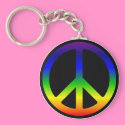 Rainbow Peace Symbol Keychain