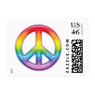 Rainbow Peace Symbol Postage Stamps by oph3lia
