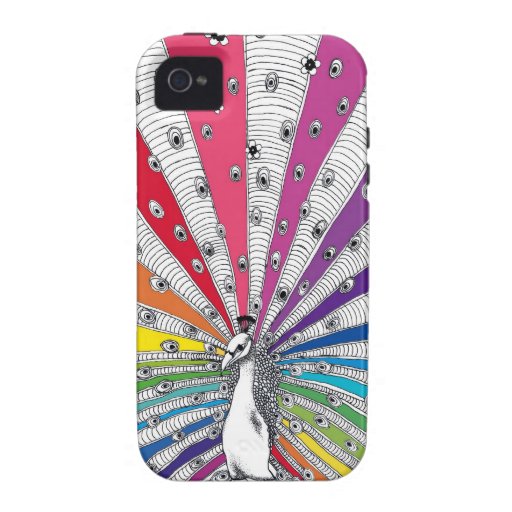 Rainbow-Peacock Iphone4 case Tough iPhone 4 Cases