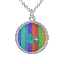 Rainbow peacock rainbow glitter stripes pendant