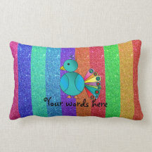 Rainbow peacock rainbow glitter stripes throw pillows