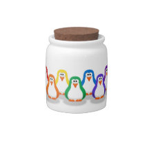 Rainbow Penguins Candy Jar