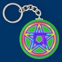 Rainbow Pentagram Keychain keychains