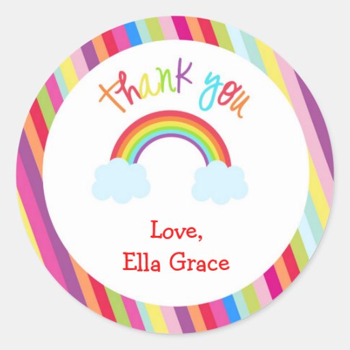 Rainbow Personalized Thank You Favor Stickers