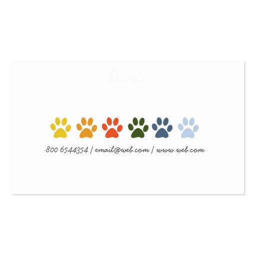 Rainbow Pets Animal Paws Business Card (back side)