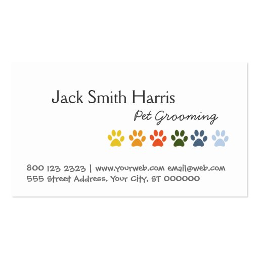Rainbow Pets Animal Paws Business Card (front side)