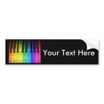 Rainbow Piano Keyboard and Notes Bumper Stickers