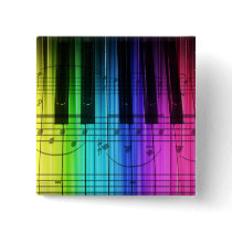 Rainbow Piano Keyboard and Notes Pinback Buttons