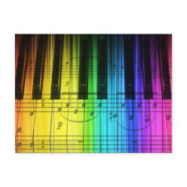 Rainbow Piano Keyboard and Notes Postcard