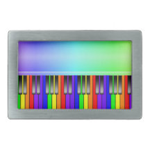 Rainbow Piano Keyboard Belt Buckles