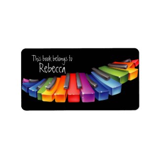 Rainbow Piano Keys Bookplate Labels label