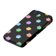 Rainbow Pig Pattern on black iPhone 4 Case-Mate Case