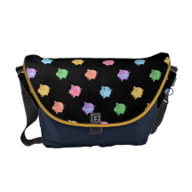 Rainbow Pig Pattern on black Commuter Bags