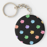 Rainbow Pig Pattern on black Keychains