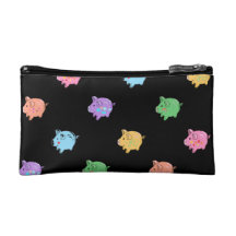 Rainbow Pig Pattern on black Makeup Bags