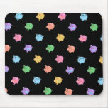 Rainbow Pig Pattern on black Mousepads