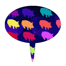 Rainbow Pigs Cake Topper