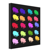 Rainbow Pigs Stretched Canvas Print