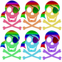 Rainbow Pirate Skulls 2-Sided Women's Shirts