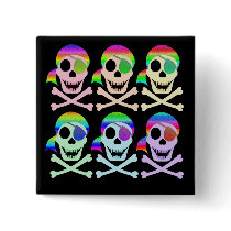 Rainbow Pirate Skulls Buttons