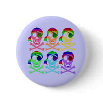 Rainbow Pirate Skulls Buttons