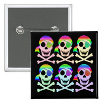 Rainbow Pirate Skulls Buttons