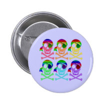 Rainbow Pirate Skulls Buttons