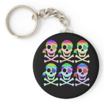Rainbow Pirate Skulls Keychain