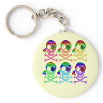 Rainbow Pirate Skulls Keychain
