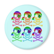 Rainbow Pirate Skulls Magnets