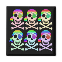 Rainbow Pirate Skulls Magnets
