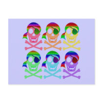 Rainbow Pirate Skulls Postcard