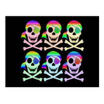 Rainbow Pirate Skulls Postcard