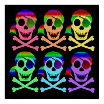 Rainbow Pirate Skulls Poster
