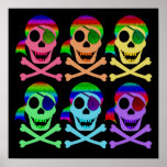 Rainbow Pirate Skulls Poster posters